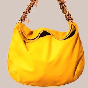 OWN bgt. Yellow Leather w/Agate Stones accents handbag-NWOT